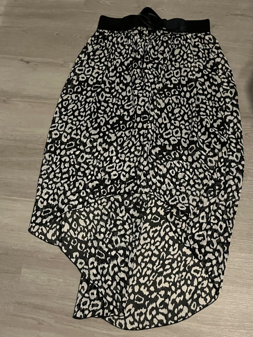 Printed Black and White High-Low Skirt